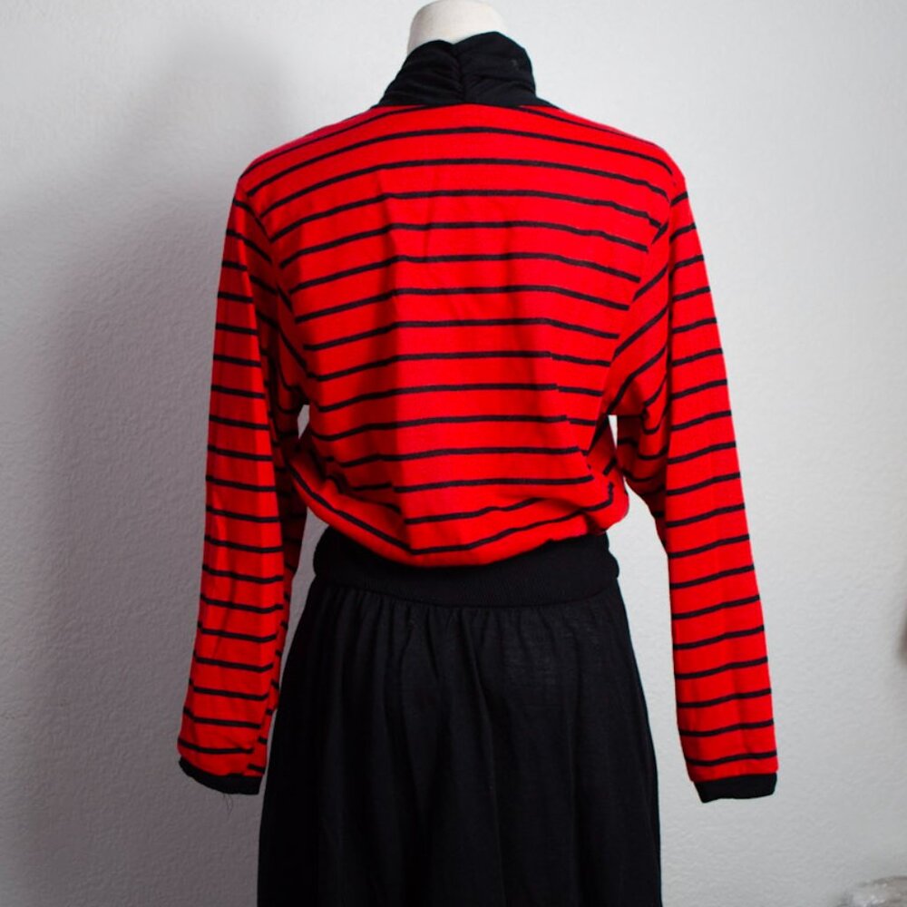 Vintage Studio 36 Black & Red Midi Dress Size Medium - Picture 4 of 8